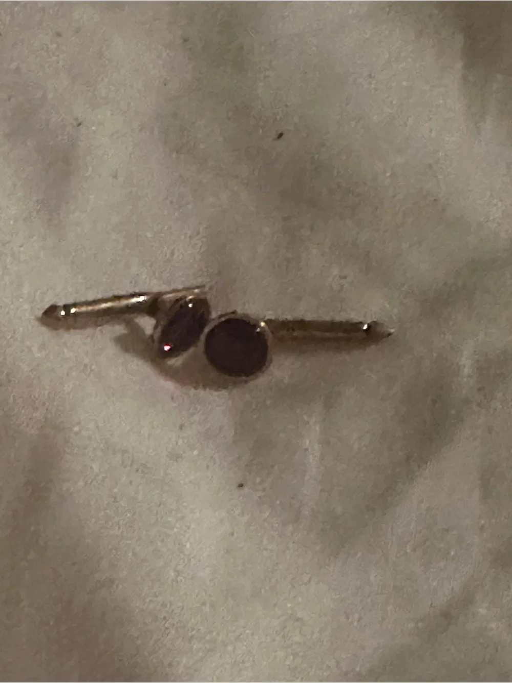 Vintage Source Unknown Gold Cufflinks with Deep Red Center/set of 2